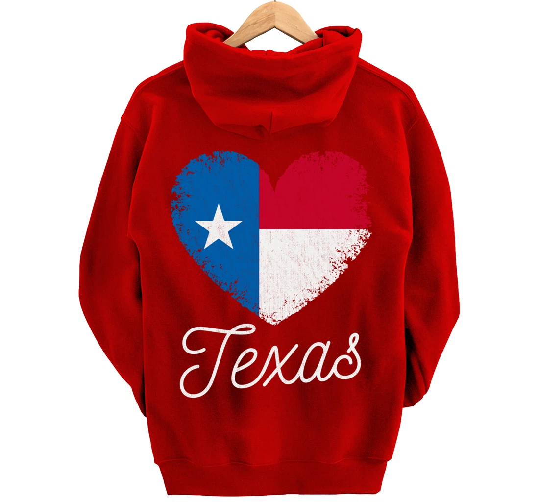 Love Heart Texan Flag Texas Pullover Hoodie