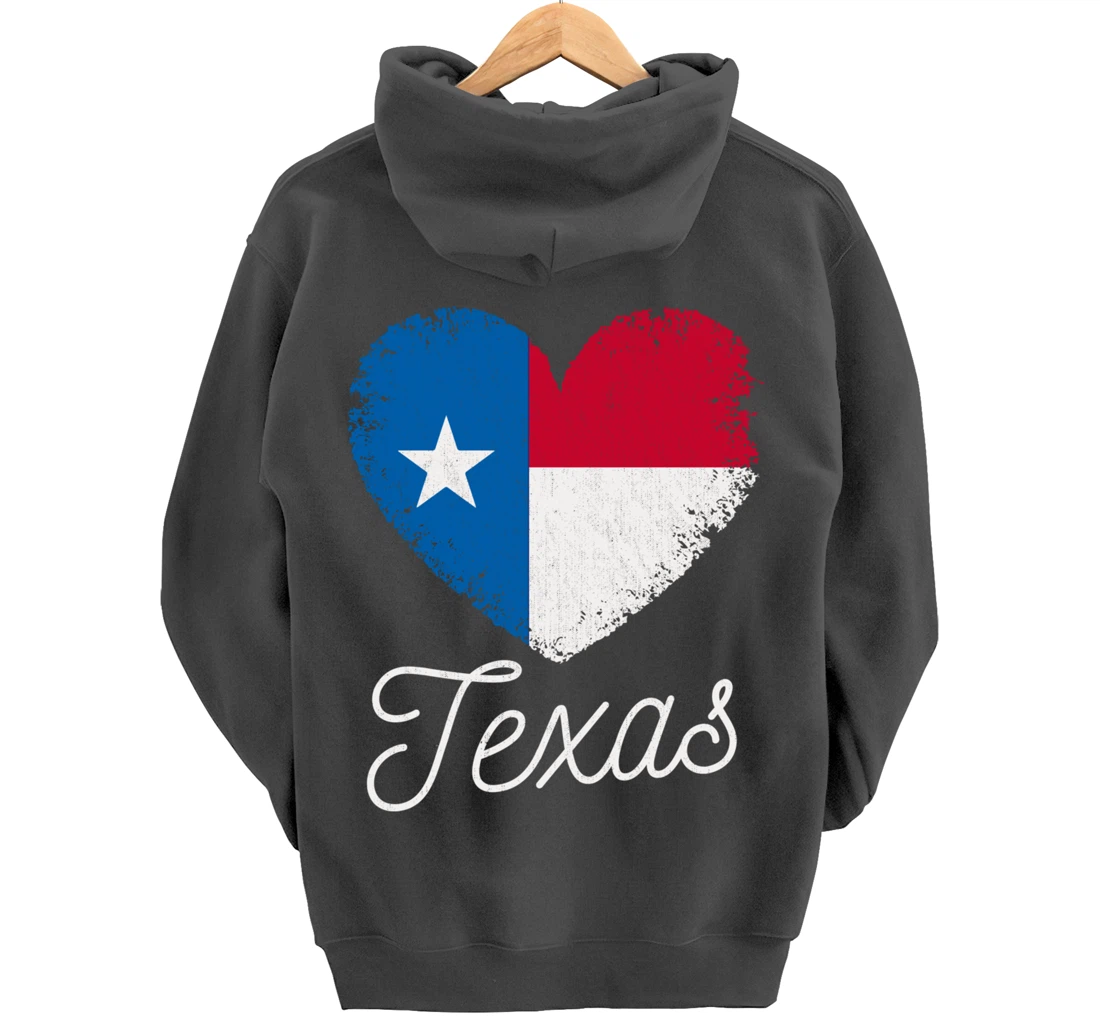 Love Heart Texan Flag Texas Pullover Hoodie
