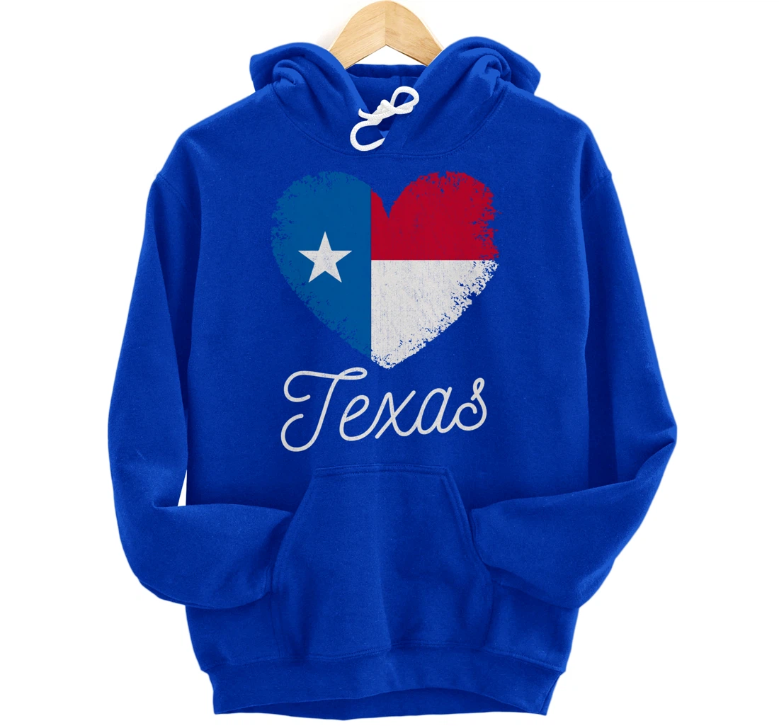 Love Heart Texan Flag Texas Pullover Hoodie