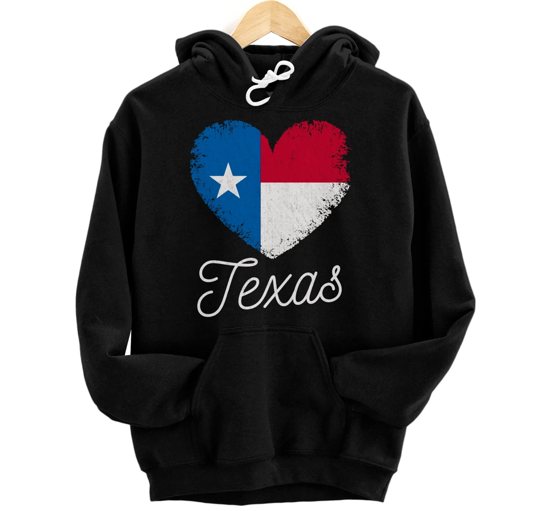 Love Heart Texan Flag Texas Pullover Hoodie