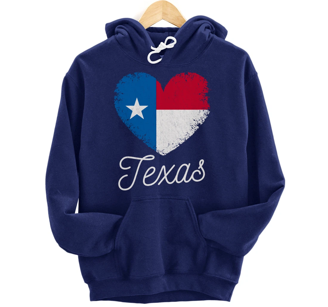 Love Heart Texan Flag Texas Pullover Hoodie