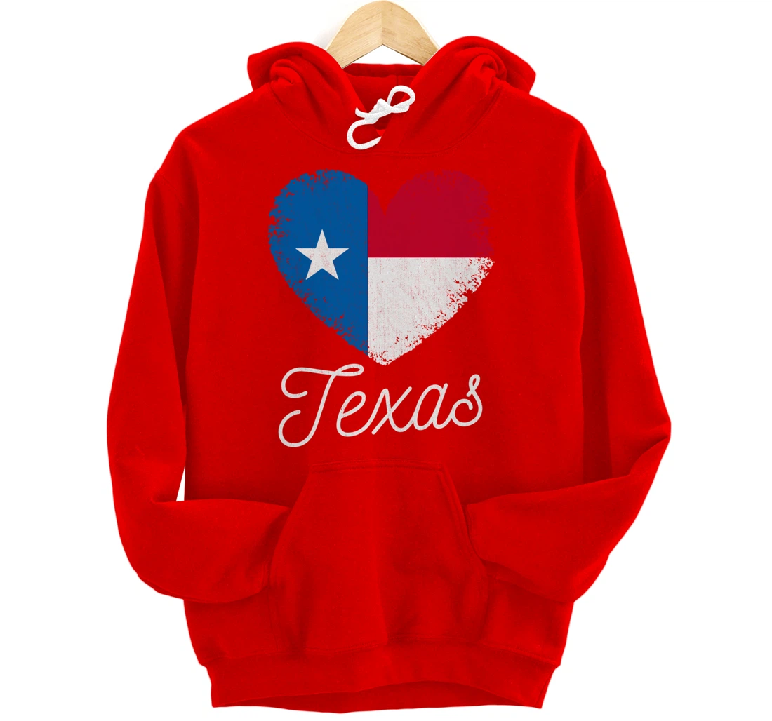Love Heart Texan Flag Texas Pullover Hoodie