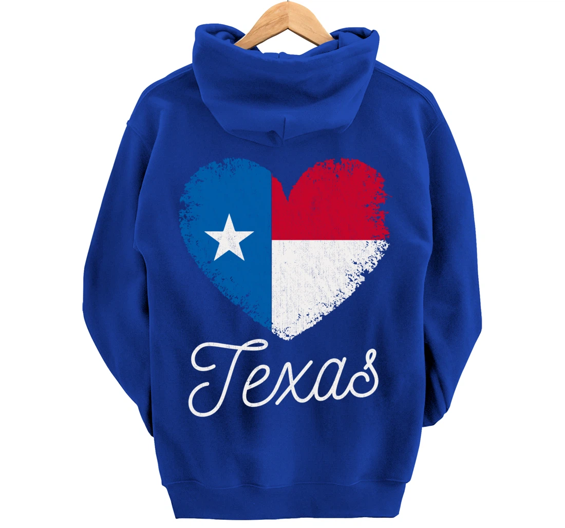 Love Heart Texan Flag Texas Pullover Hoodie