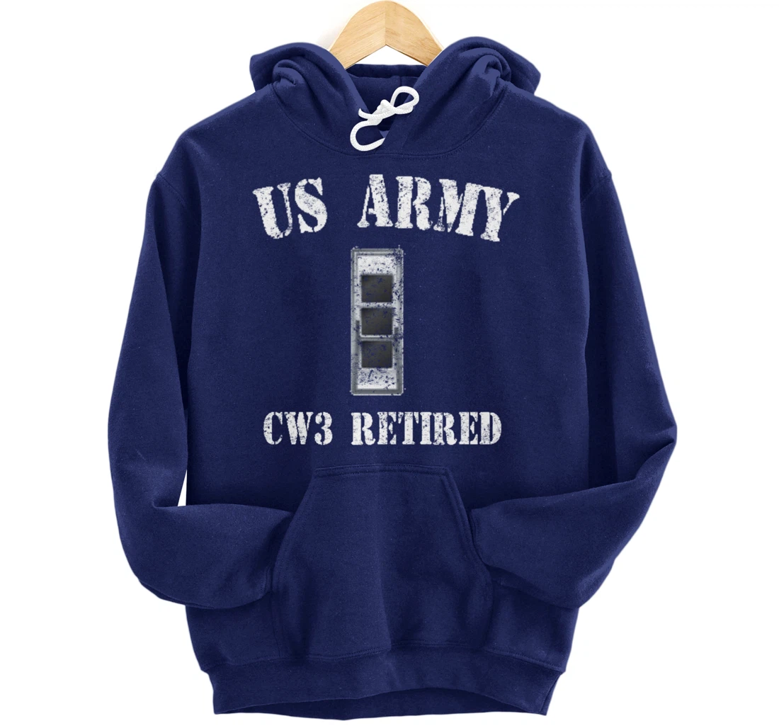Retired Army Warrant Officer CW3 Veteran Vintage Pullover Hoodie