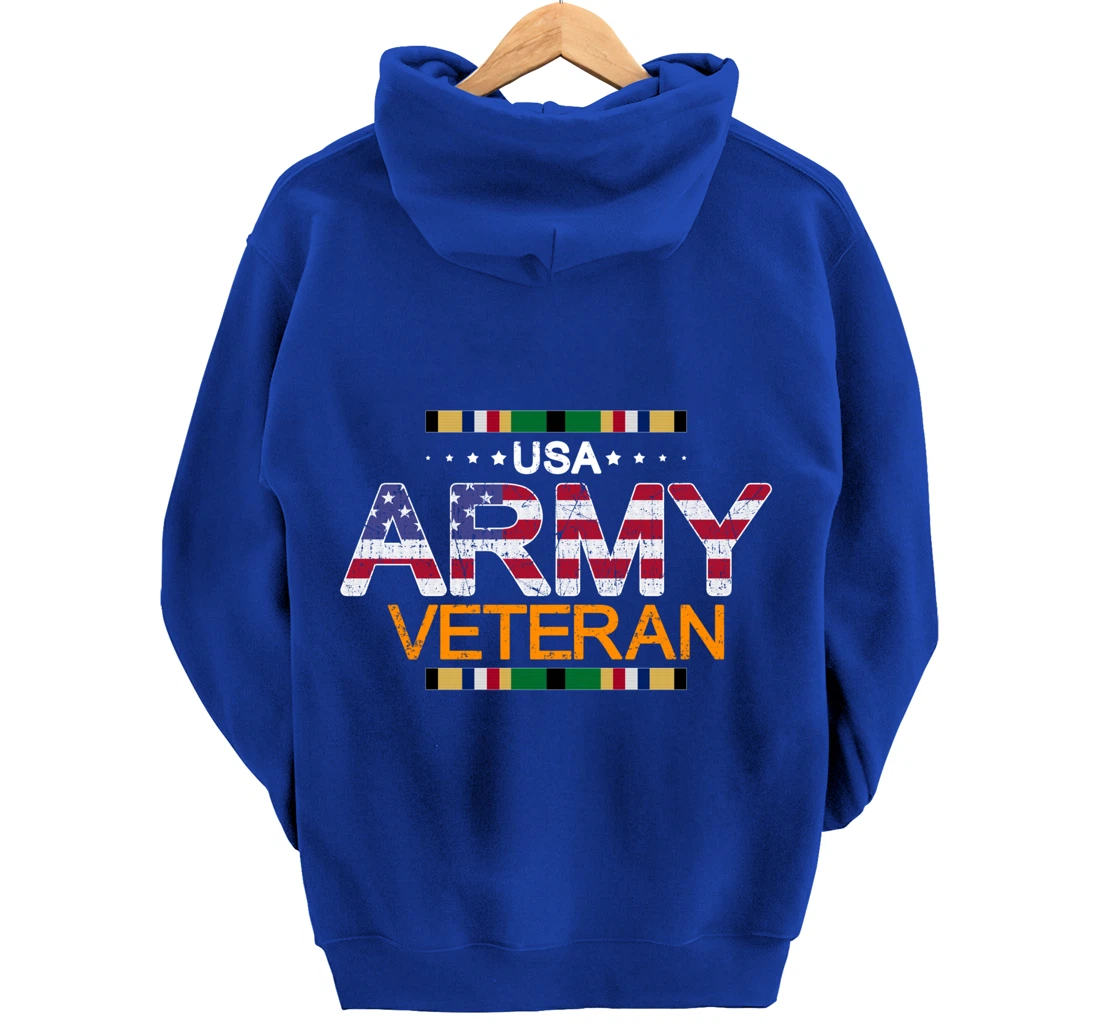 Proud Army Veteran-US Veterans Day Shirt-US Army Veteran Pullover Hoodie