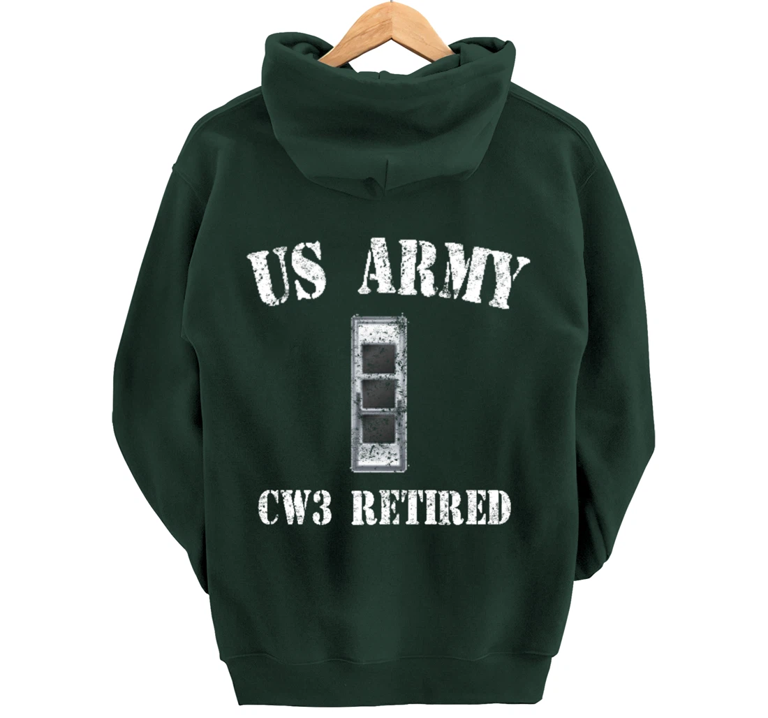 Retired Army Warrant Officer CW3 Veteran Vintage Pullover Hoodie
