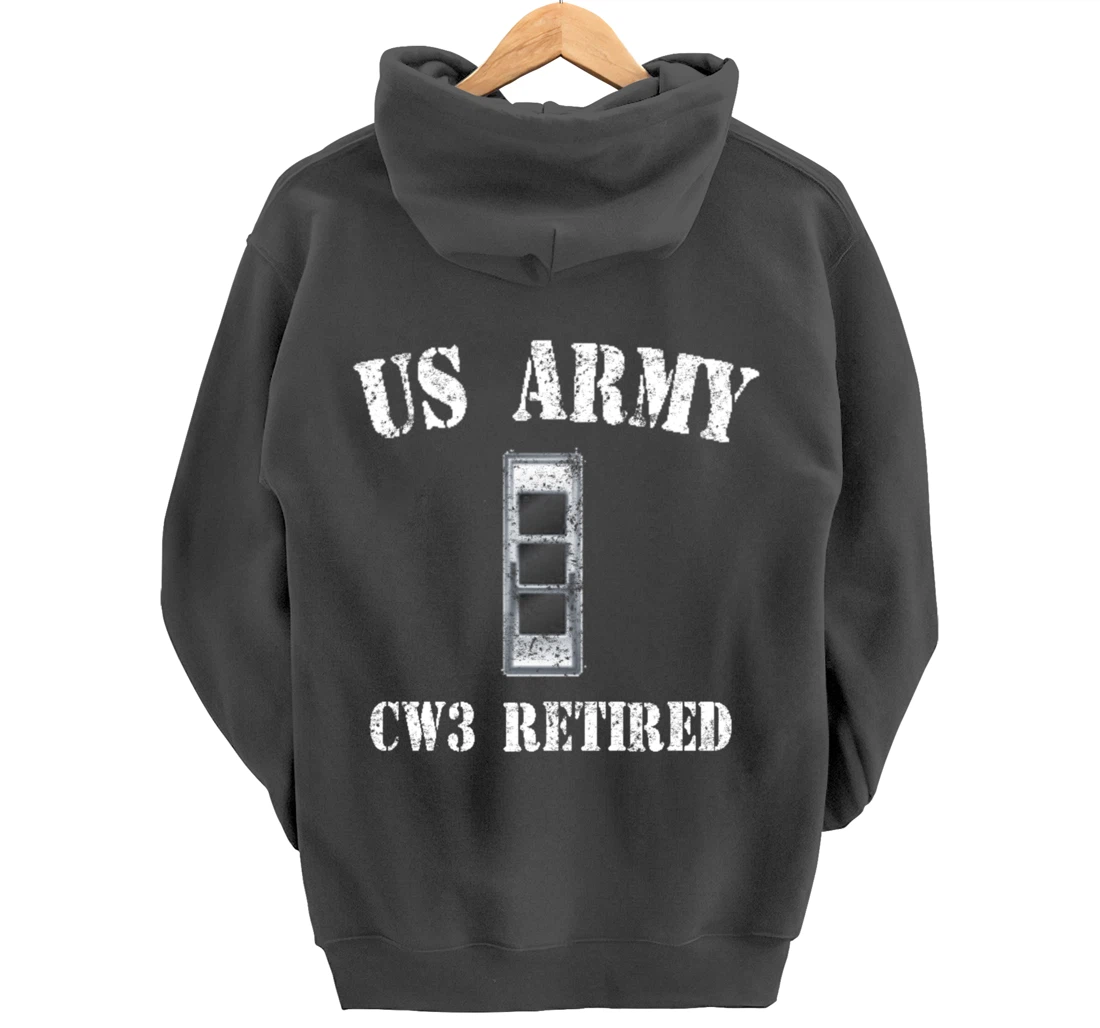 Retired Army Warrant Officer CW3 Veteran Vintage Pullover Hoodie