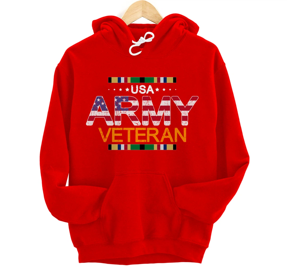 Proud Army Veteran-US Veterans Day Shirt-US Army Veteran Pullover Hoodie