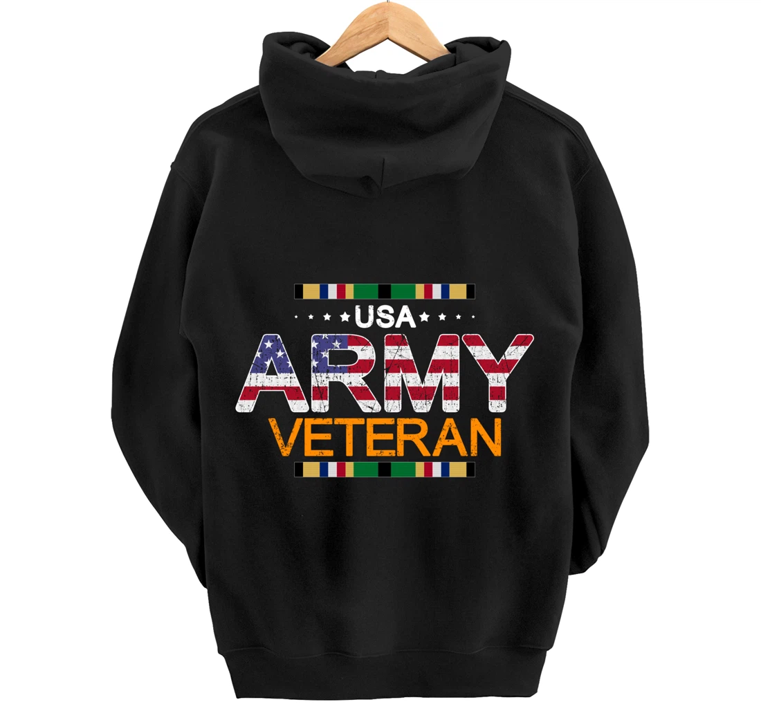 Proud Army Veteran-US Veterans Day Shirt-US Army Veteran Pullover Hoodie