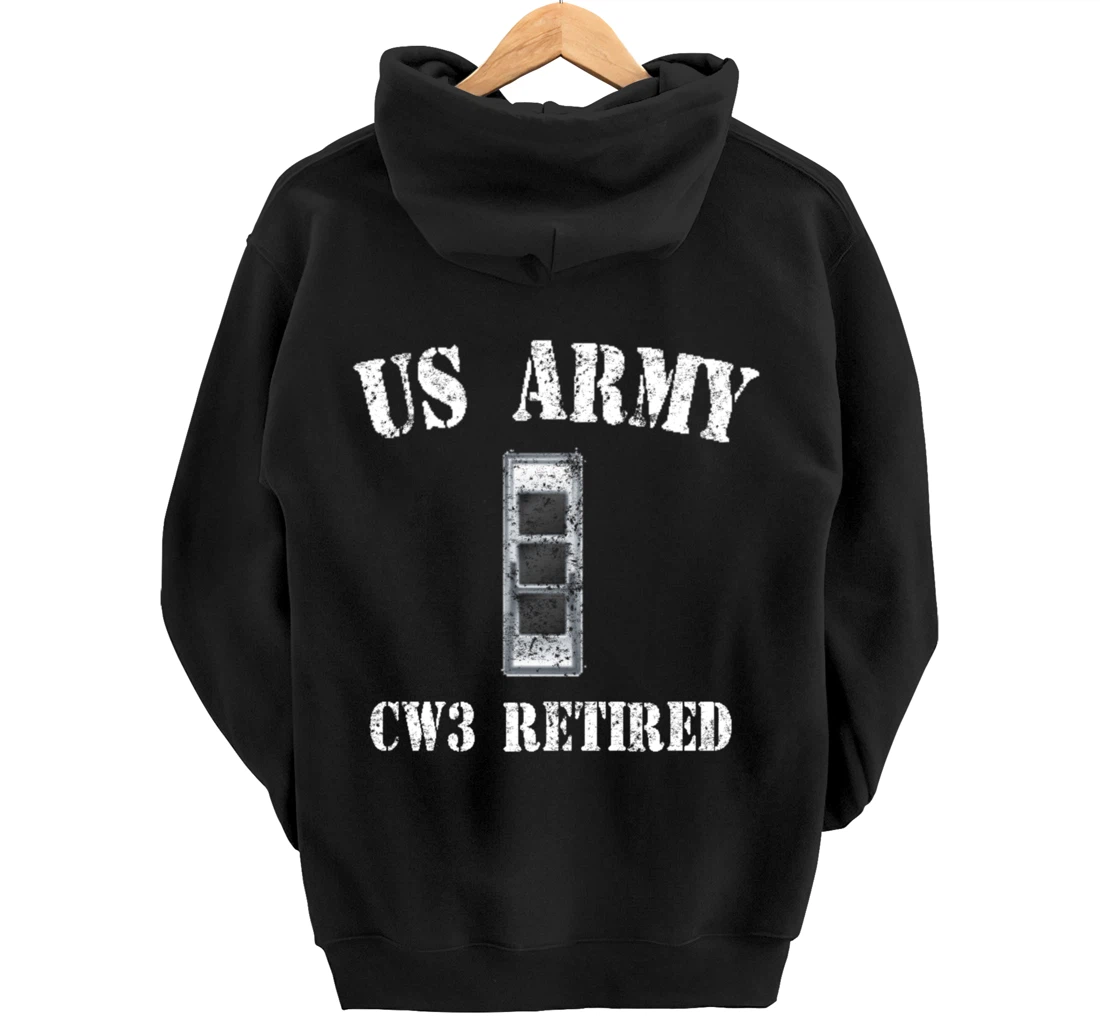 Retired Army Warrant Officer CW3 Veteran Vintage Pullover Hoodie