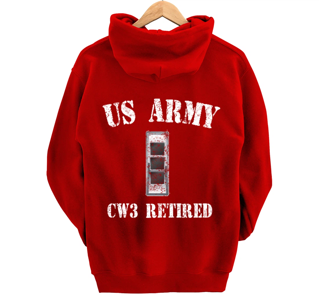 Retired Army Warrant Officer CW3 Veteran Vintage Pullover Hoodie
