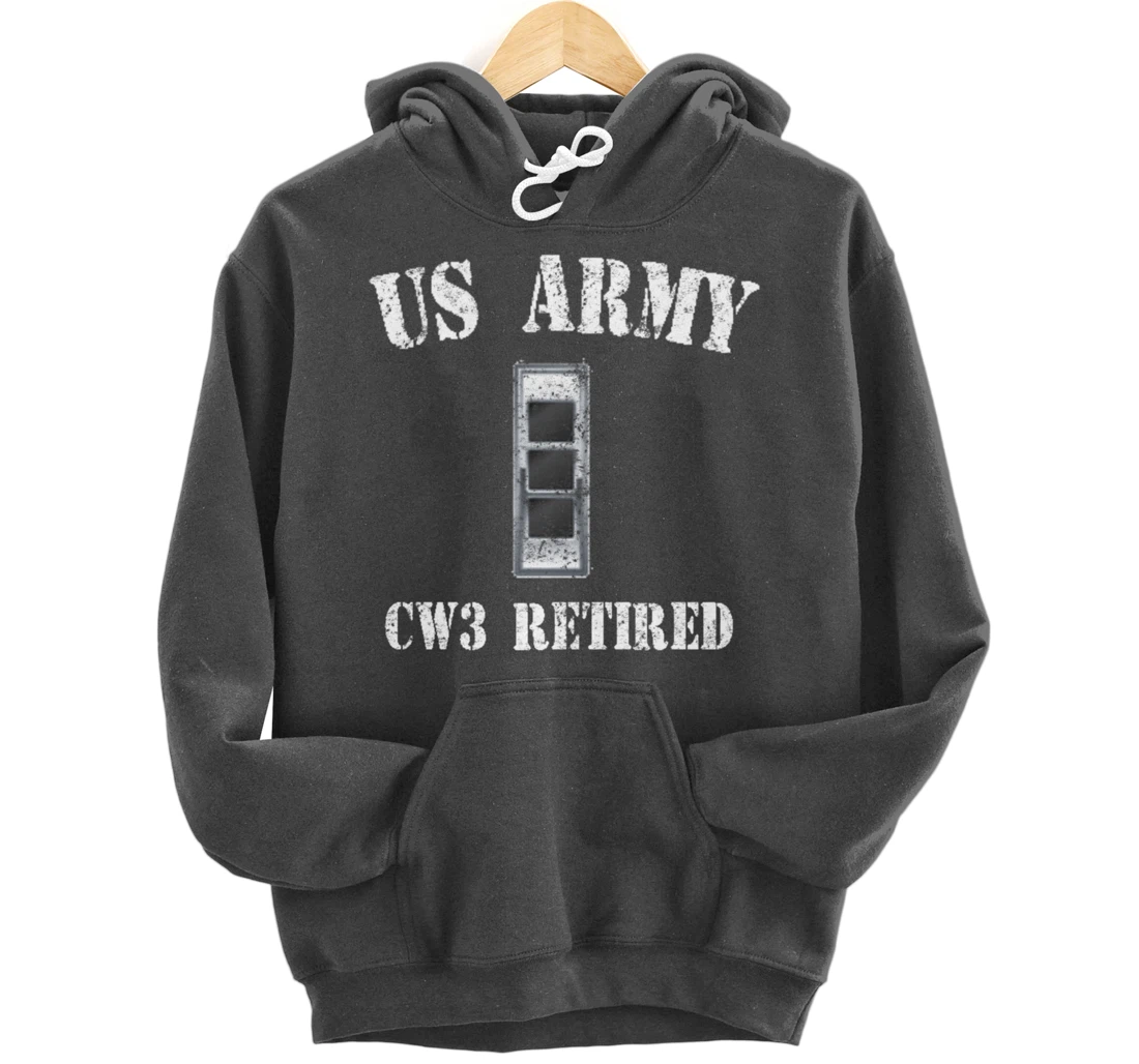 Retired Army Warrant Officer CW3 Veteran Vintage Pullover Hoodie