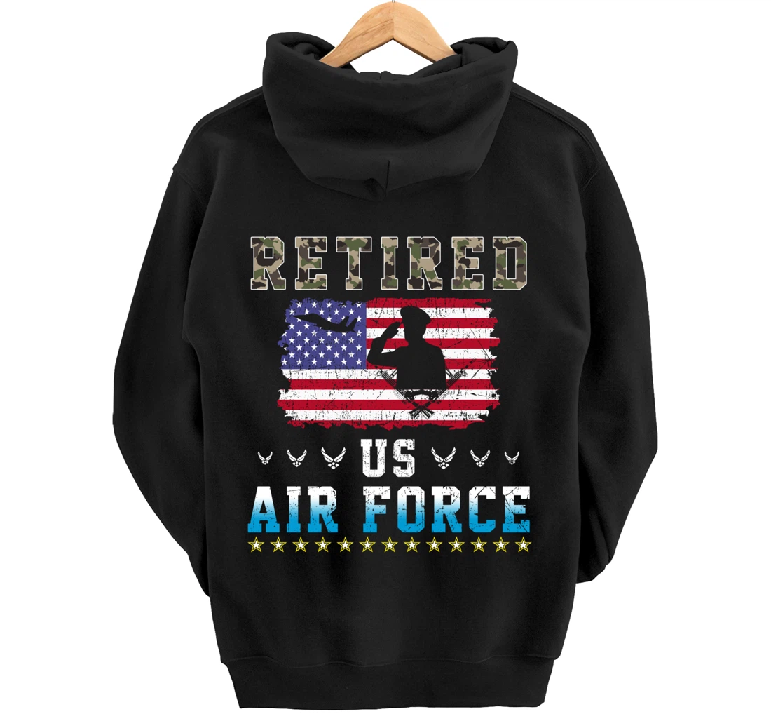 Vintage Retired US Air Force Veteran Army Retirement Army Pullover Hoodie