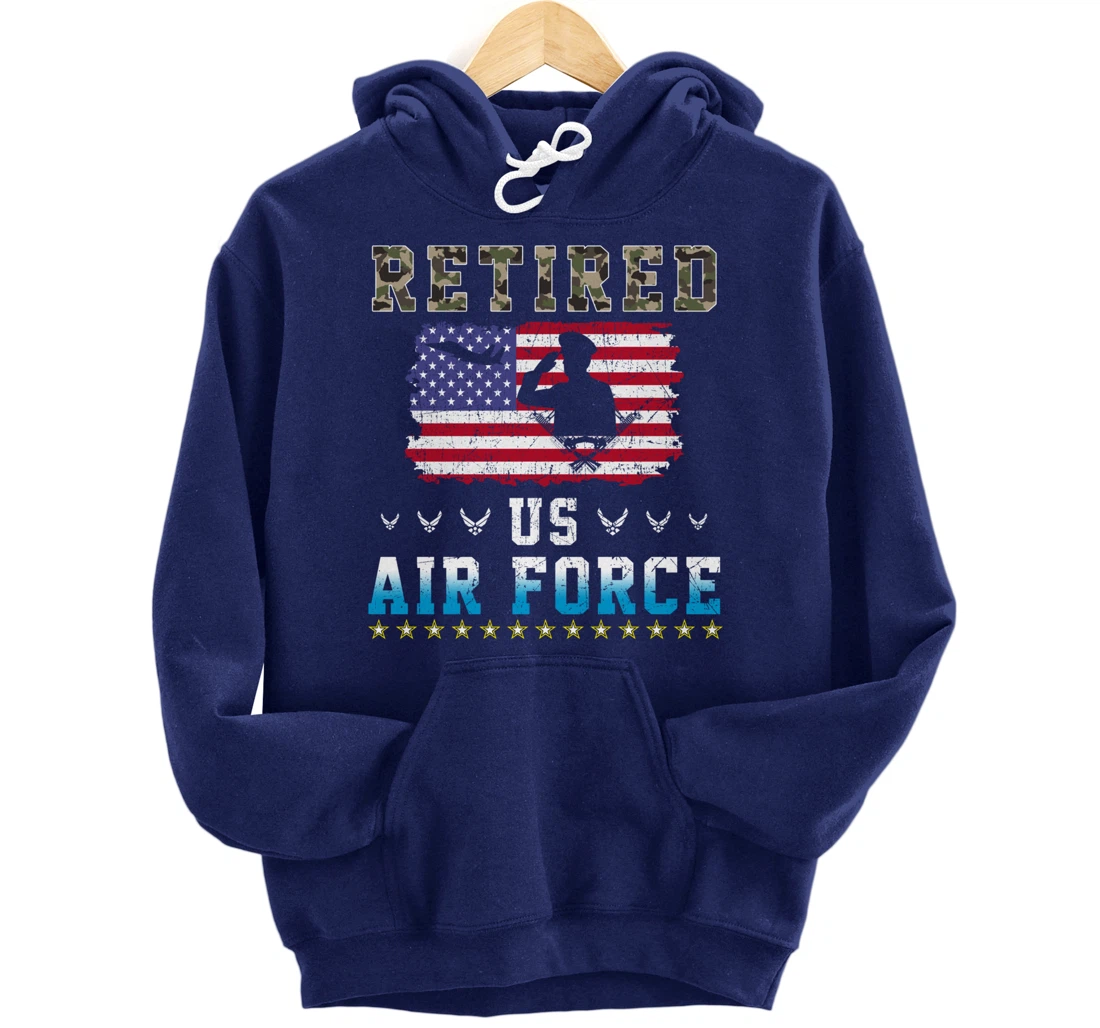 Vintage Retired US Air Force Veteran Army Retirement Army Pullover Hoodie