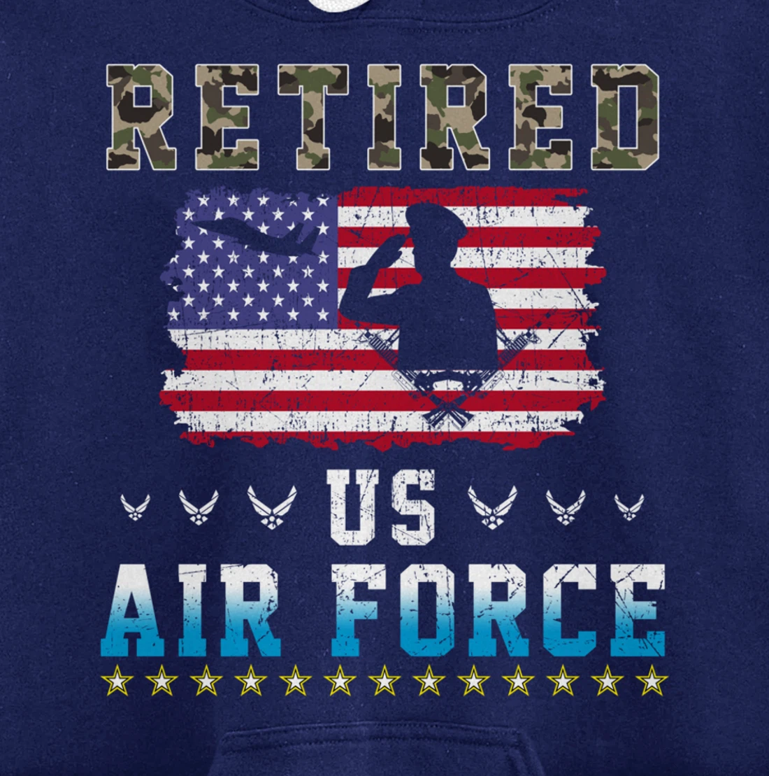 Vintage Retired US Air Force Veteran Army Retirement Army Pullover Hoodie