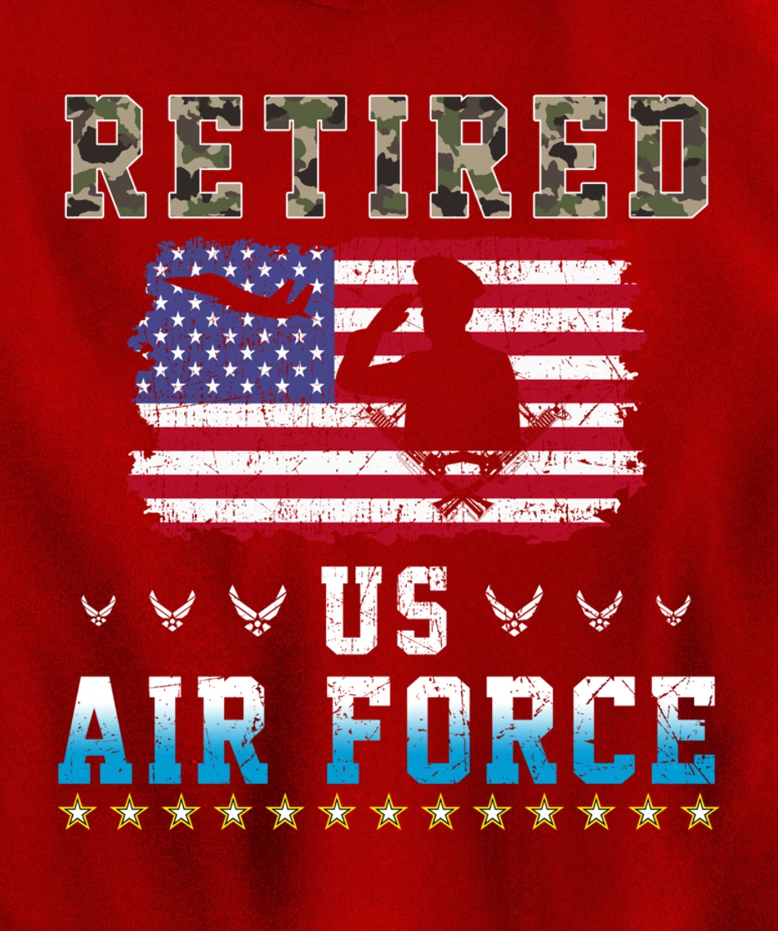 Vintage Retired US Air Force Veteran Army Retirement Army Pullover Hoodie