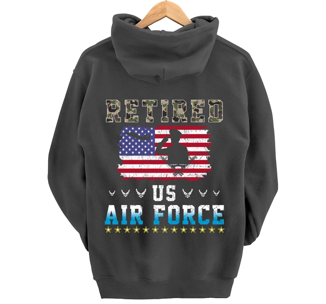 Vintage Retired US Air Force Veteran Army Retirement Army Pullover Hoodie