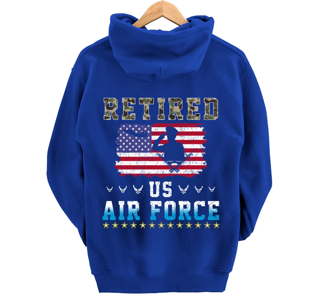 Vintage Retired US Air Force Veteran Army Retirement Army Pullover Hoodie