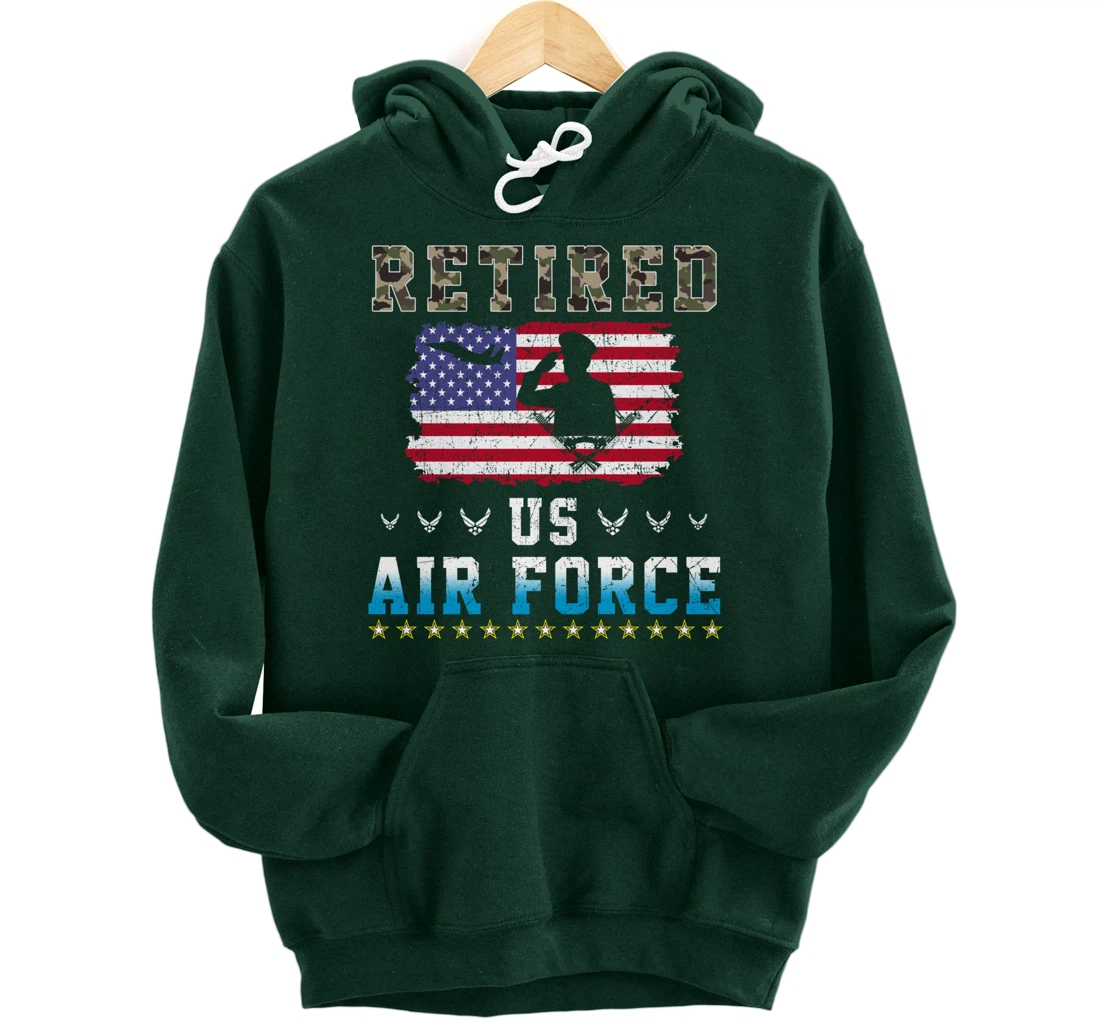 Vintage Retired US Air Force Veteran Army Retirement Army Pullover Hoodie