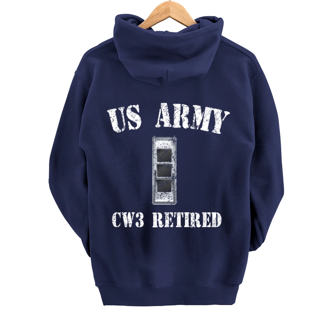 Retired Army Warrant Officer CW3 Veteran Vintage Pullover Hoodie