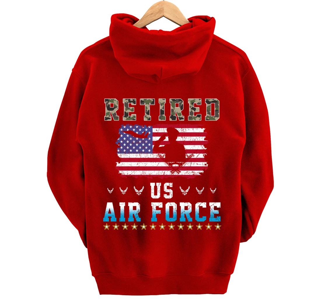 Vintage Retired US Air Force Veteran Army Retirement Army Pullover Hoodie