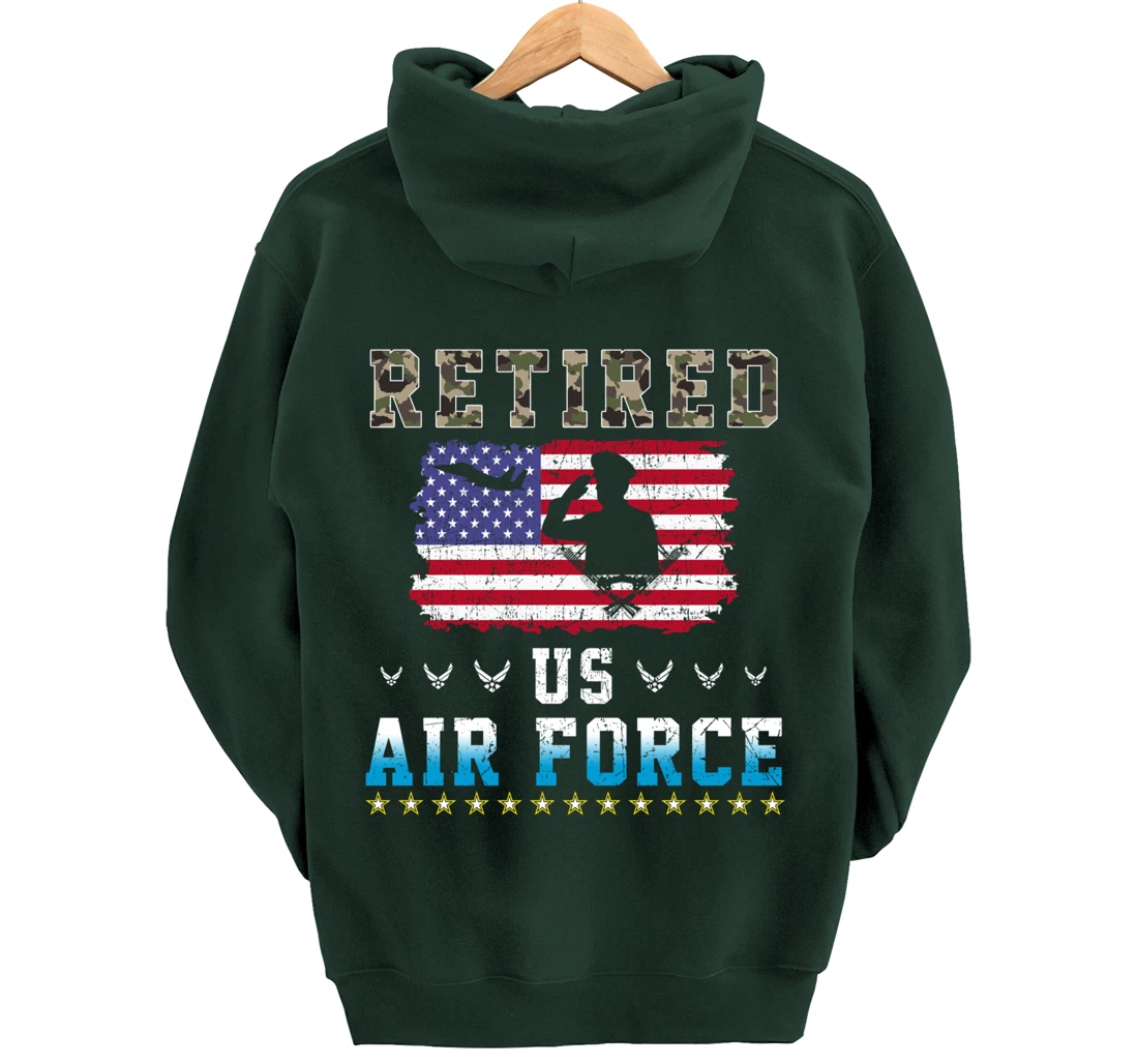 Vintage Retired US Air Force Veteran Army Retirement Army Pullover Hoodie