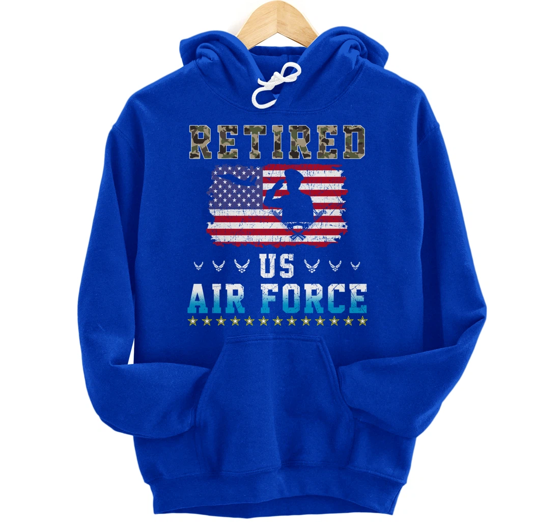 Vintage Retired US Air Force Veteran Army Retirement Army Pullover Hoodie