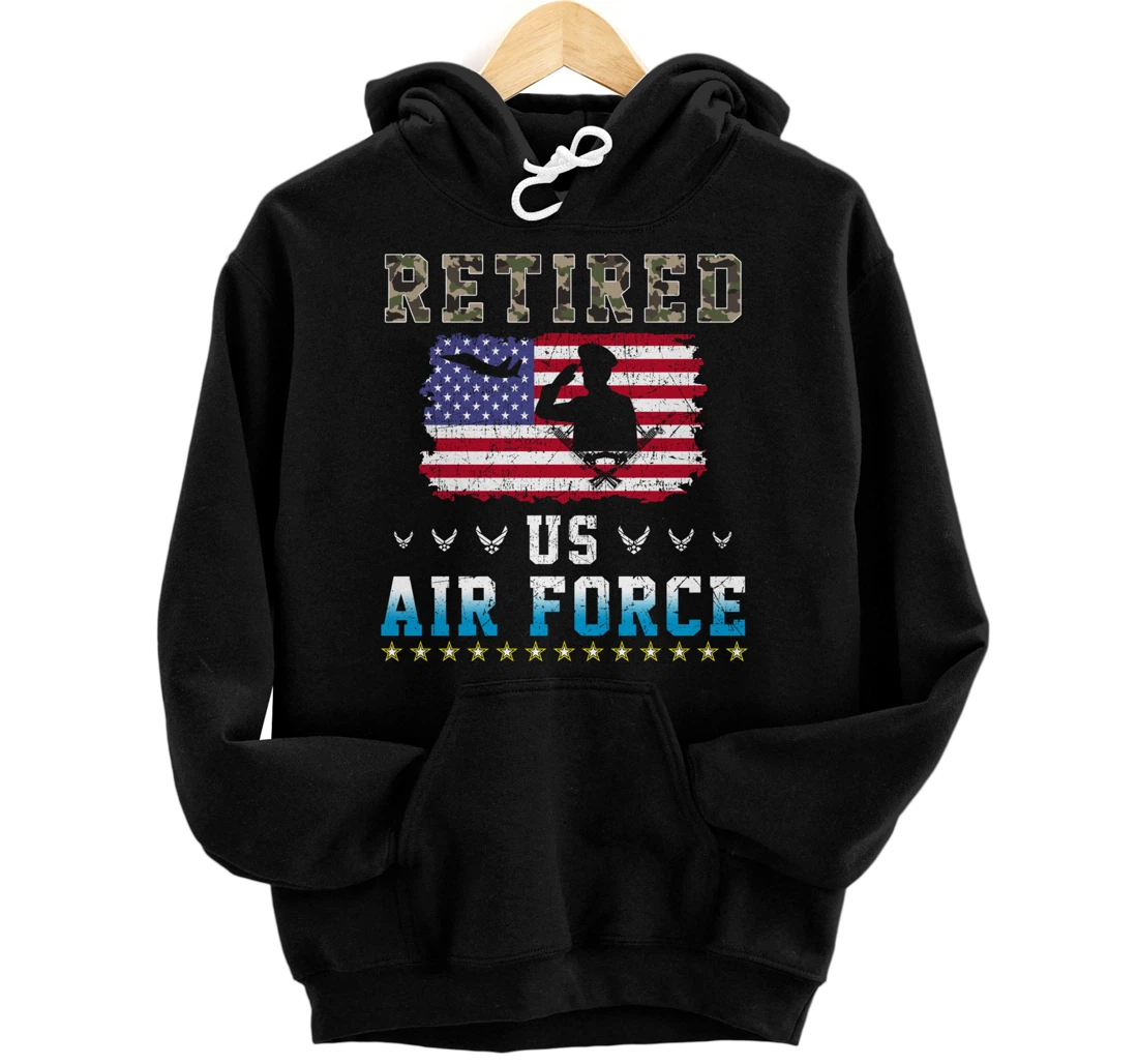 Vintage Retired US Air Force Veteran Army Retirement Army Pullover Hoodie