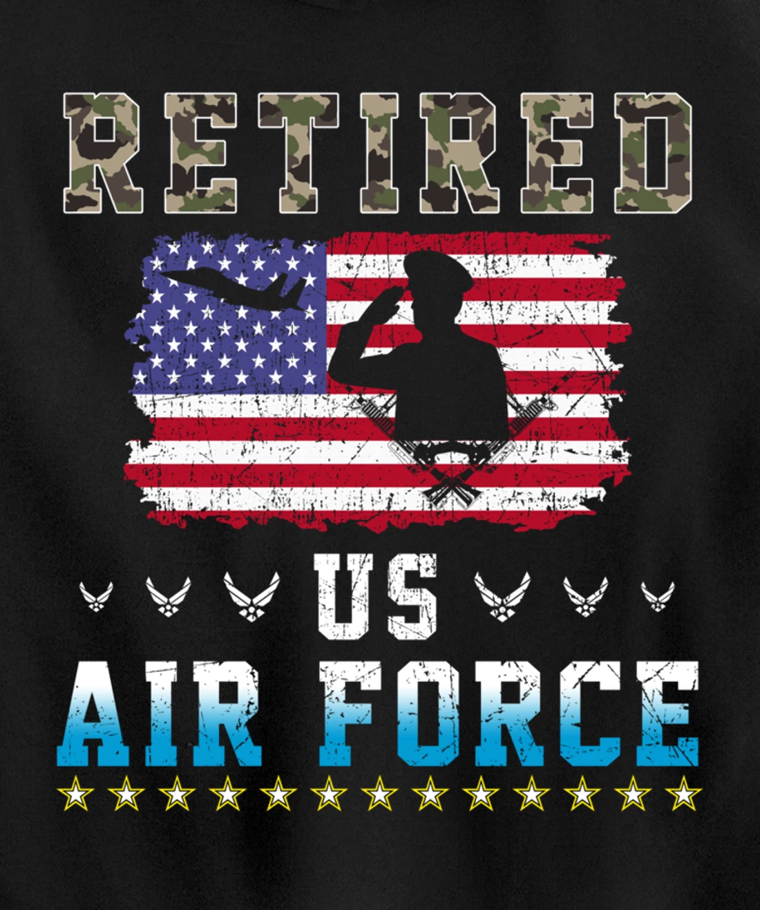 Vintage Retired US Air Force Veteran Army Retirement Army Pullover Hoodie