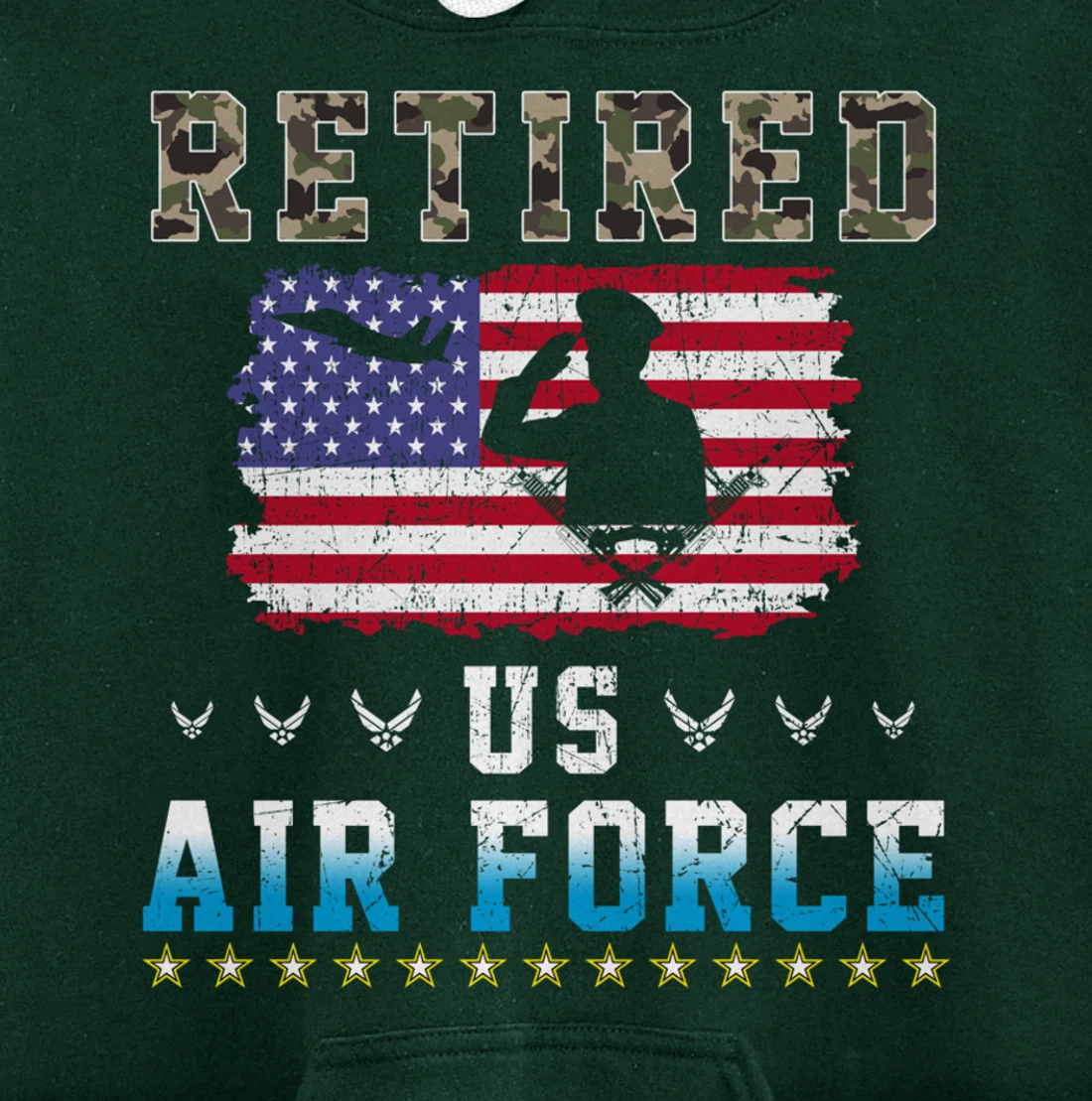 Vintage Retired US Air Force Veteran Army Retirement Army Pullover Hoodie