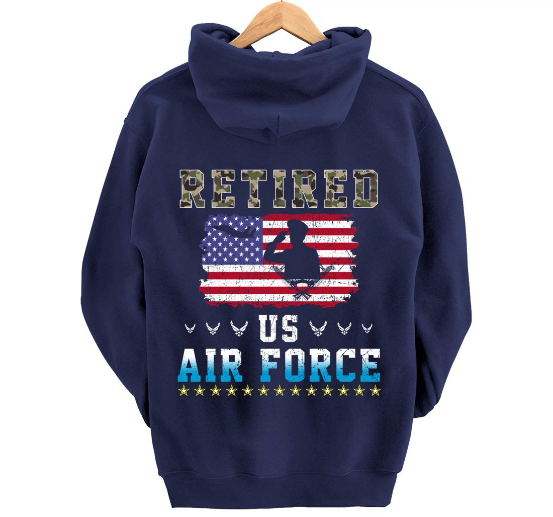 Vintage Retired US Air Force Veteran Army Retirement Army Pullover Hoodie