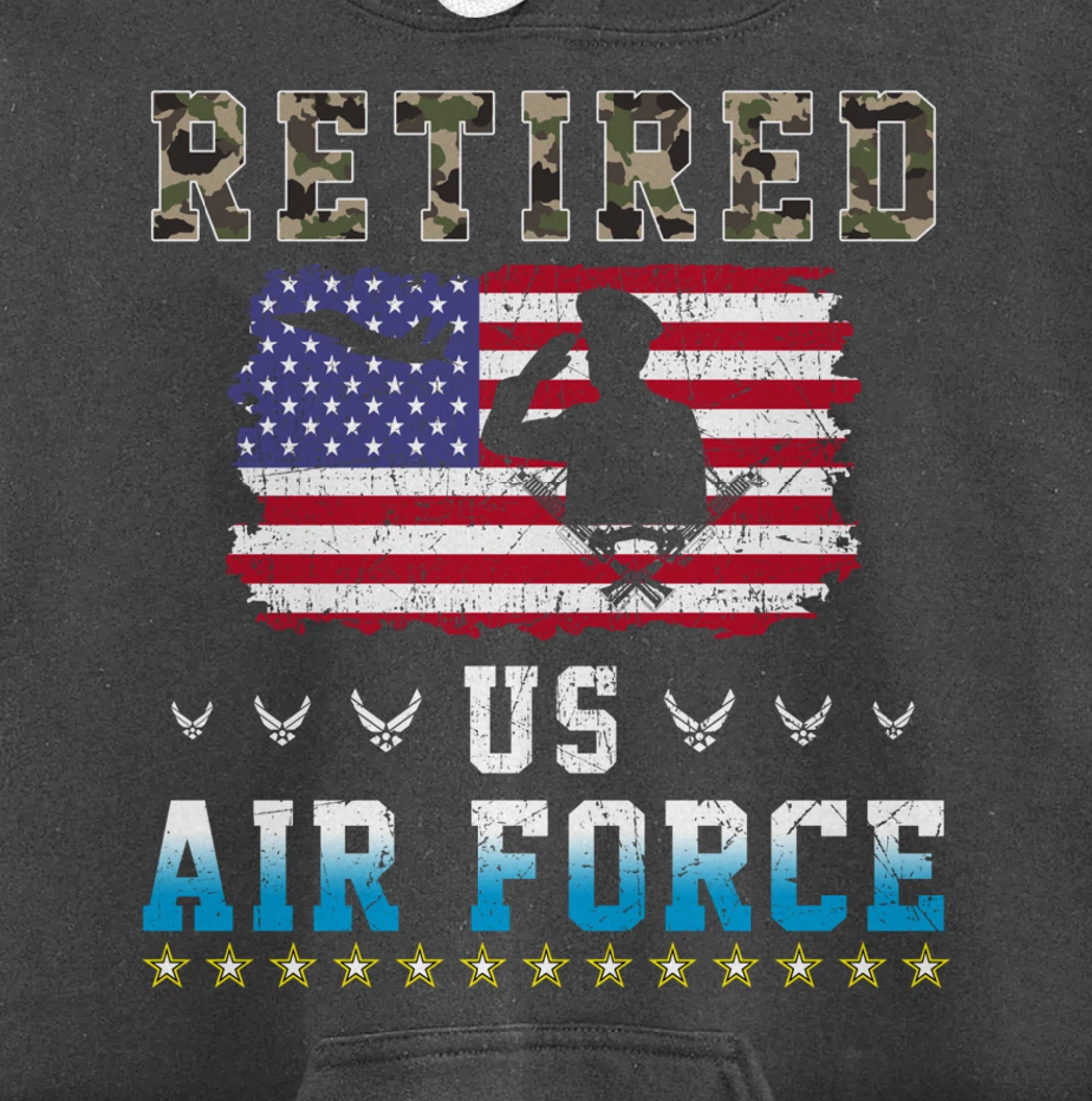 Vintage Retired US Air Force Veteran Army Retirement Army Pullover Hoodie