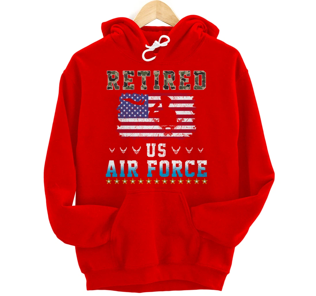 Vintage Retired US Air Force Veteran Army Retirement Army Pullover Hoodie