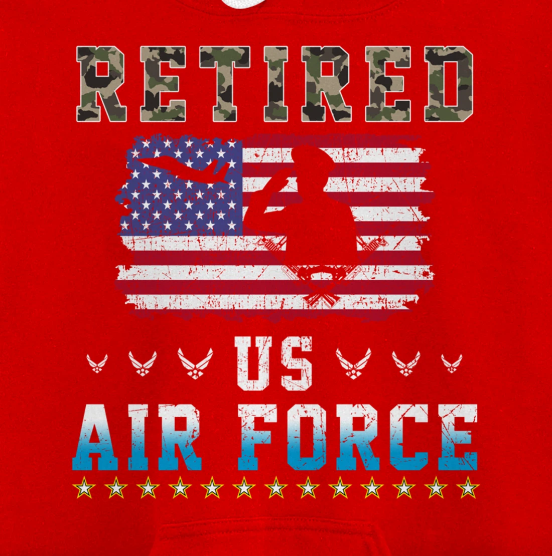 Vintage Retired US Air Force Veteran Army Retirement Army Pullover Hoodie