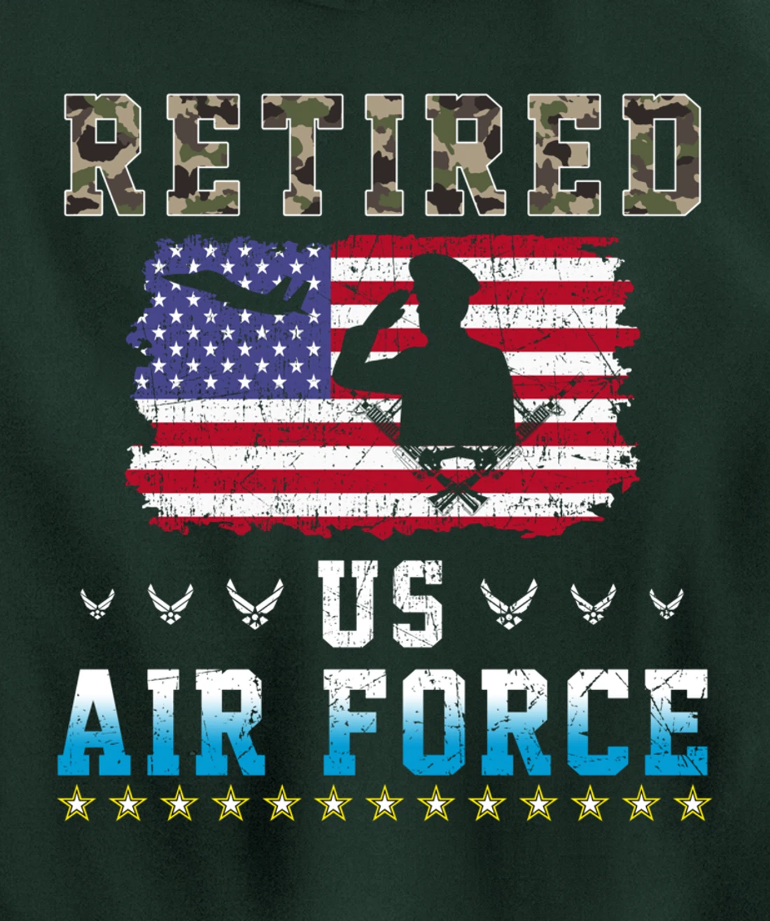 Vintage Retired US Air Force Veteran Army Retirement Army Pullover Hoodie