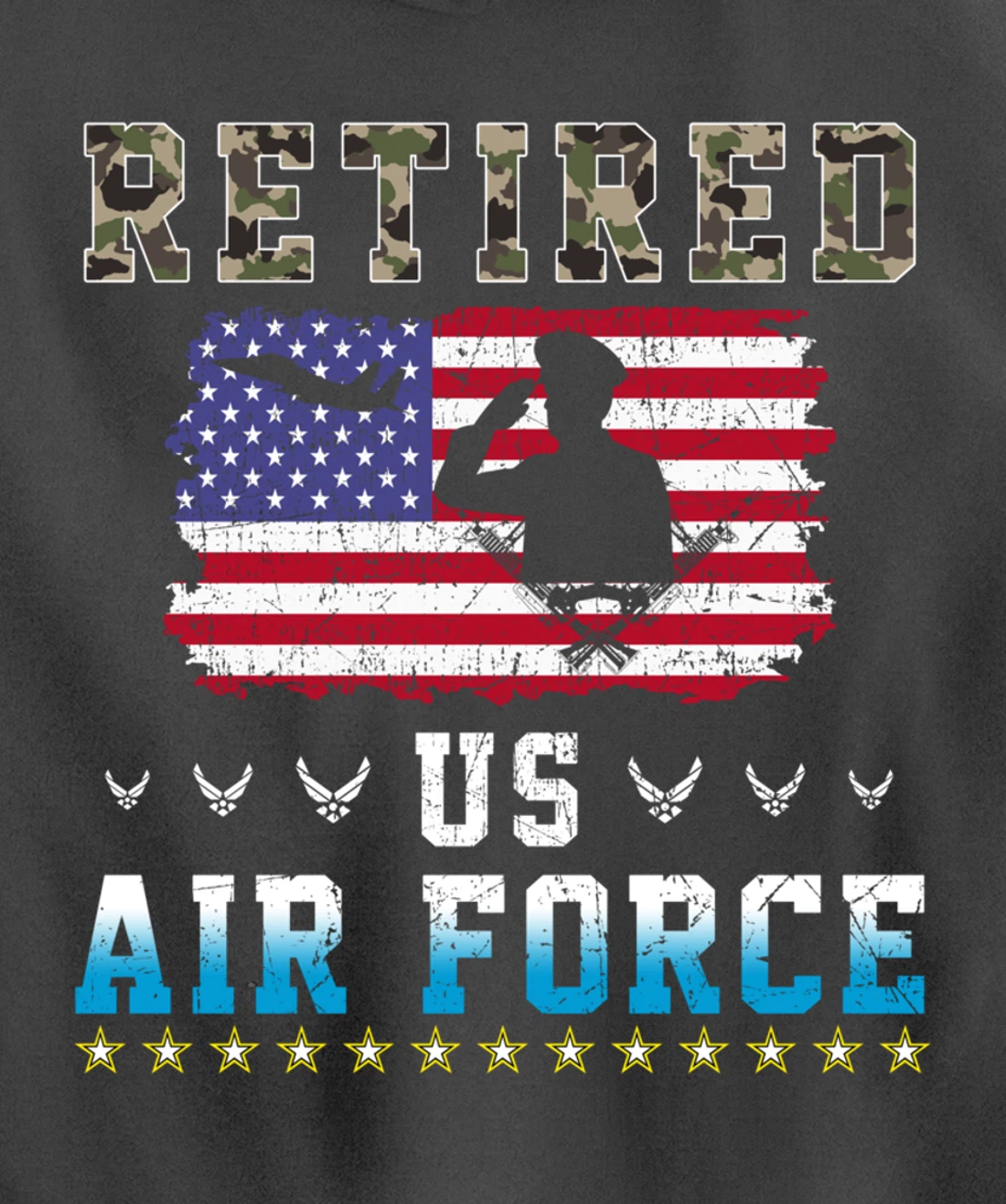 Vintage Retired US Air Force Veteran Army Retirement Army Pullover Hoodie