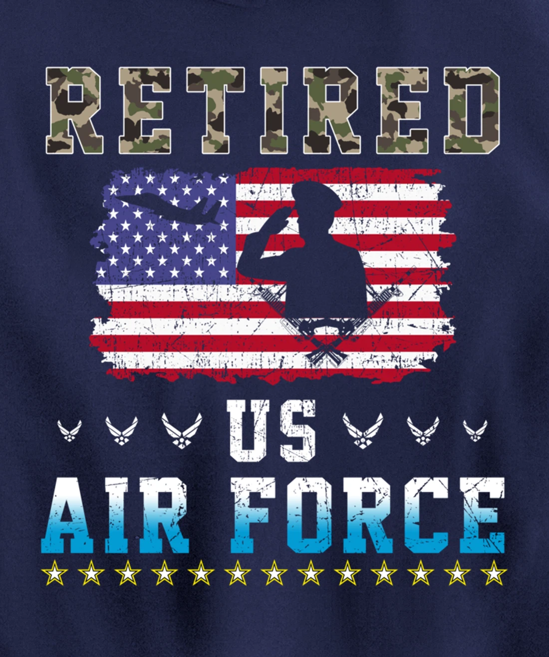 Vintage Retired US Air Force Veteran Army Retirement Army Pullover Hoodie