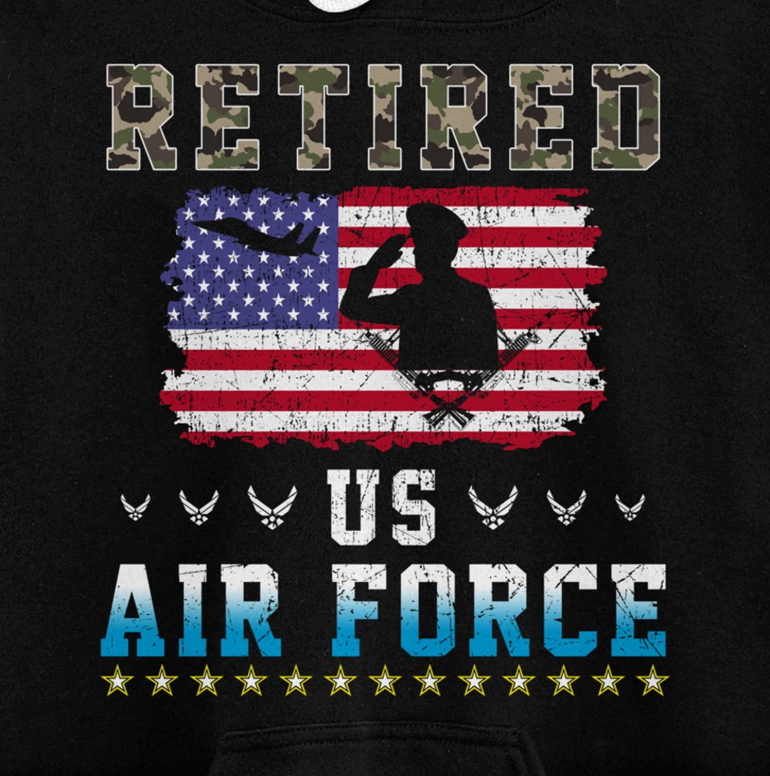 Vintage Retired US Air Force Veteran Army Retirement Army Pullover Hoodie
