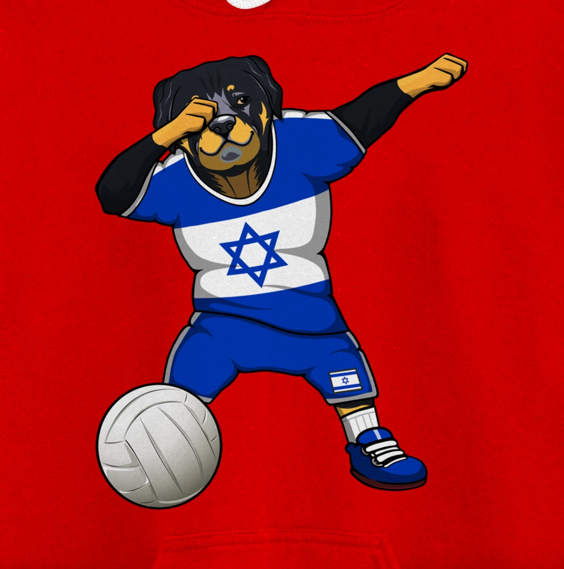 Dabbing Rottweiler Israel Jersey Israeli Volleyball Lovers Pullover Hoodie