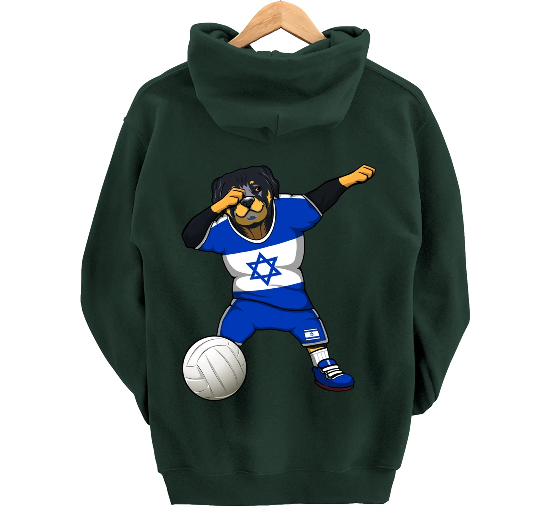Dabbing Rottweiler Israel Jersey Israeli Volleyball Lovers Pullover Hoodie