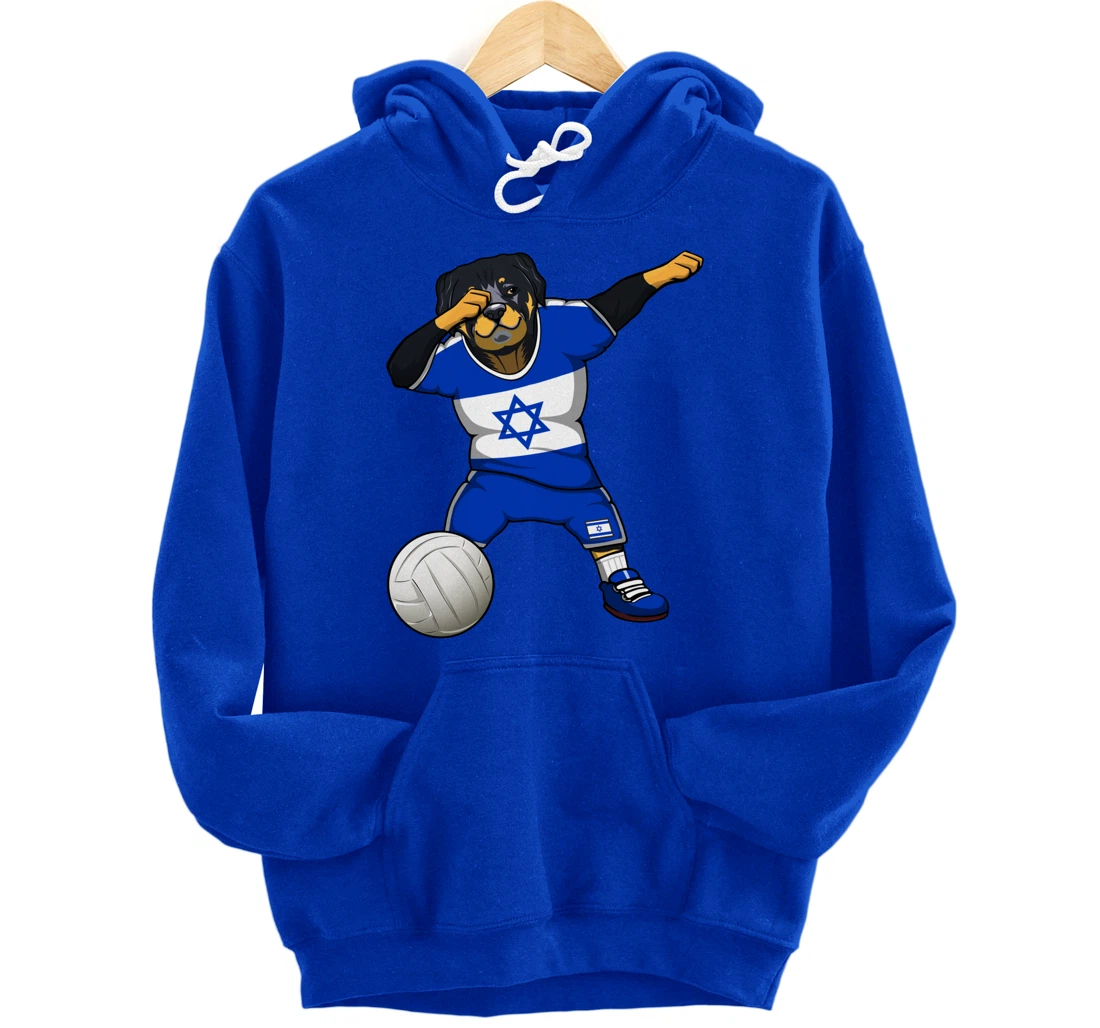 Dabbing Rottweiler Israel Jersey Israeli Volleyball Lovers Pullover Hoodie