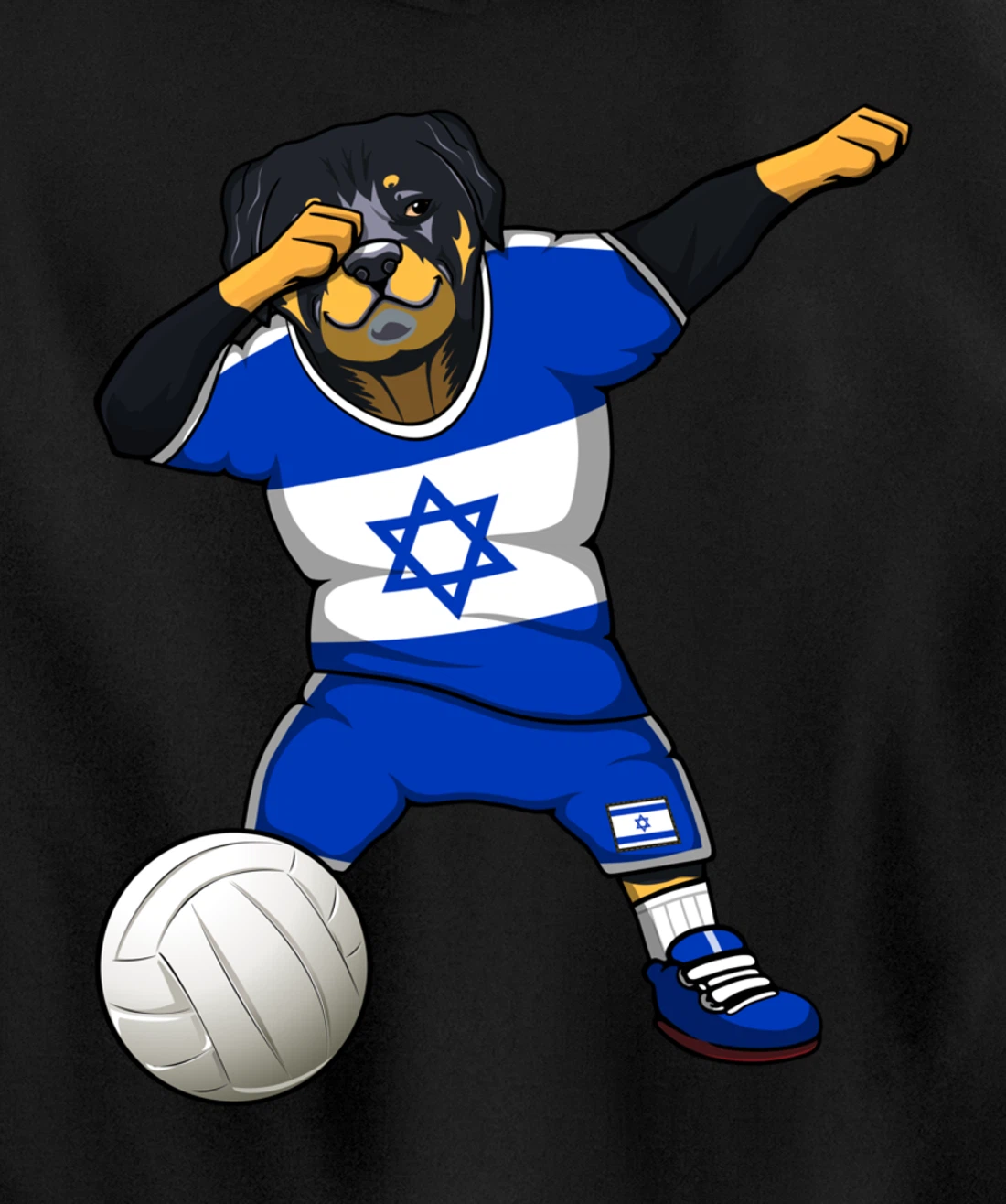Dabbing Rottweiler Israel Jersey Israeli Volleyball Lovers Pullover Hoodie