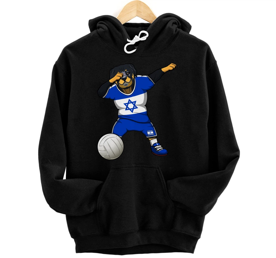 Dabbing Rottweiler Israel Jersey Israeli Volleyball Lovers Pullover Hoodie