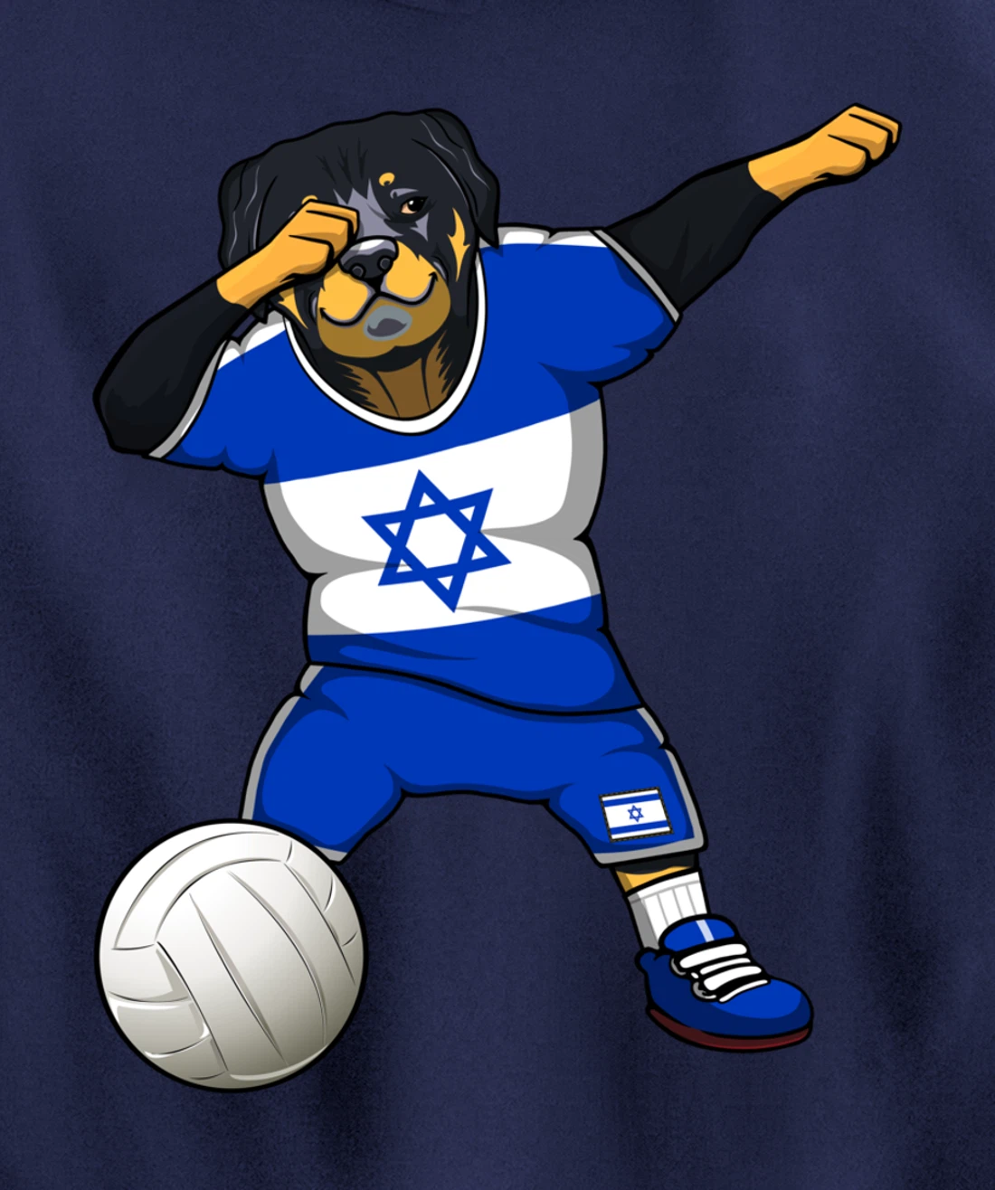 Dabbing Rottweiler Israel Jersey Israeli Volleyball Lovers Pullover Hoodie