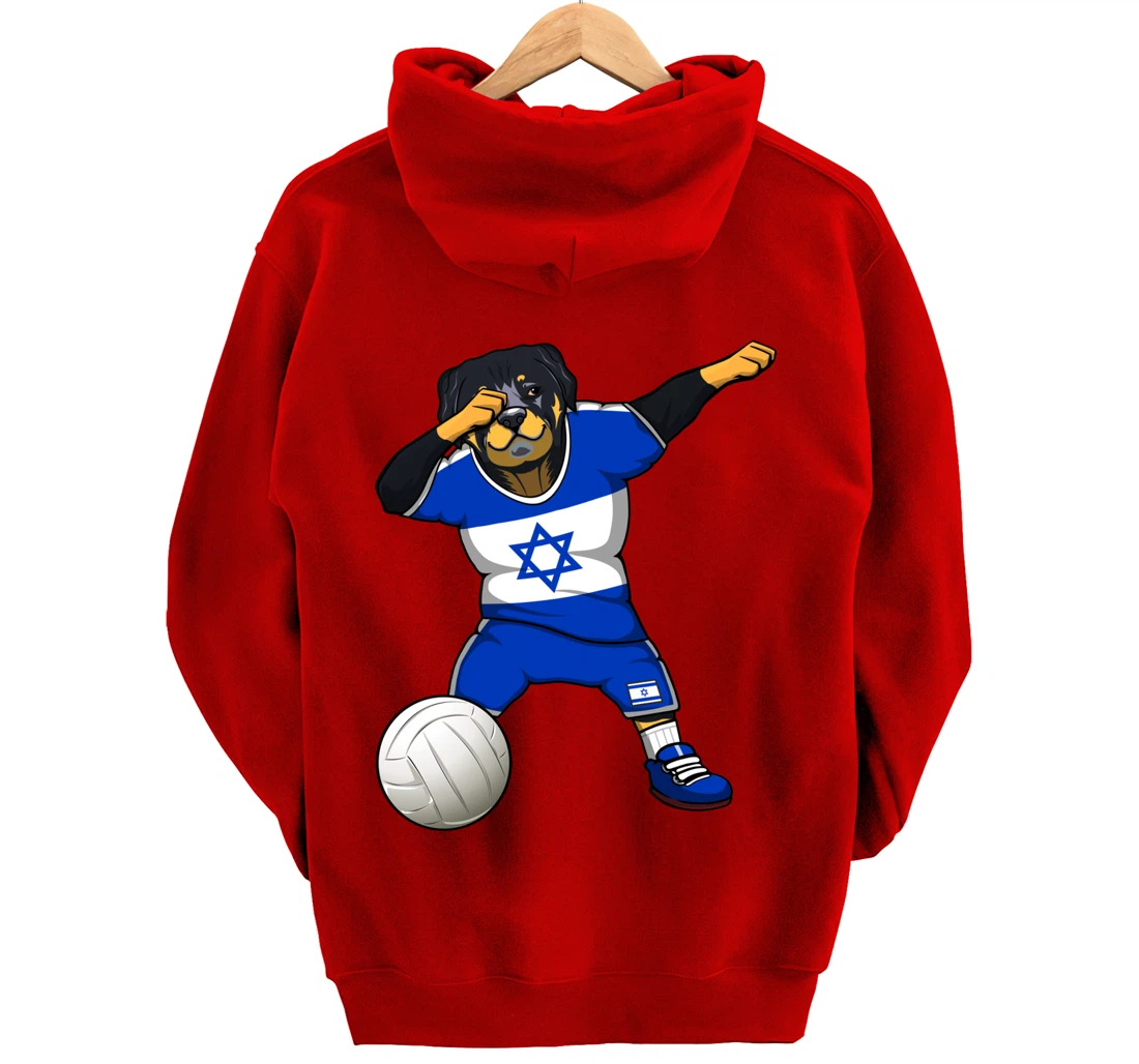 Dabbing Rottweiler Israel Jersey Israeli Volleyball Lovers Pullover Hoodie
