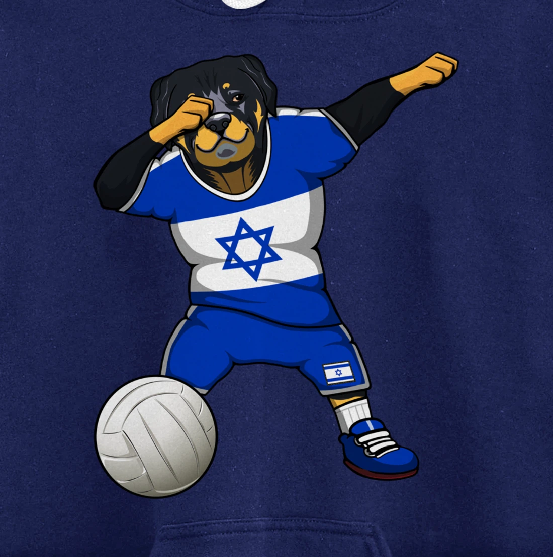 Dabbing Rottweiler Israel Jersey Israeli Volleyball Lovers Pullover Hoodie