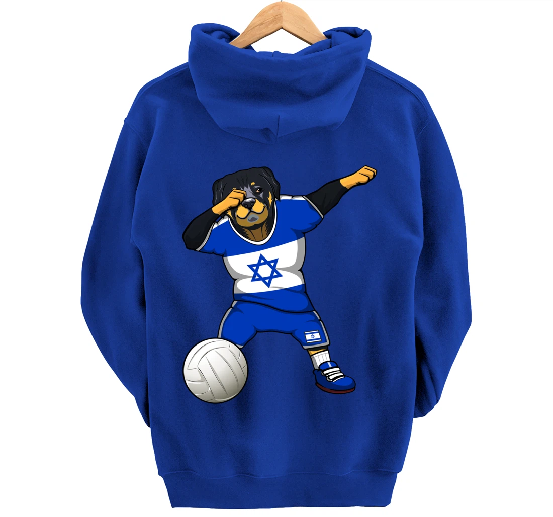 Dabbing Rottweiler Israel Jersey Israeli Volleyball Lovers Pullover Hoodie