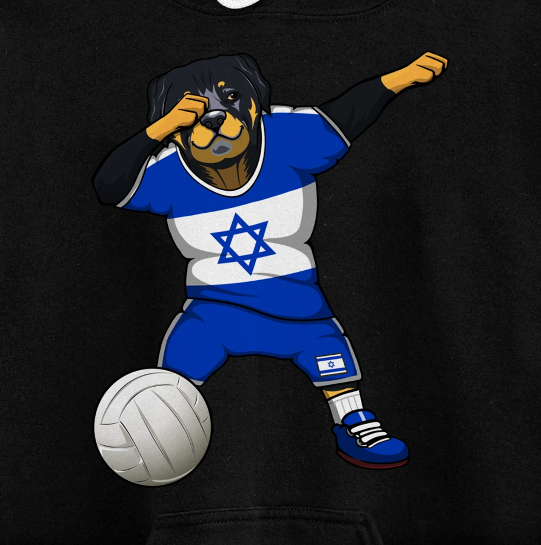 Dabbing Rottweiler Israel Jersey Israeli Volleyball Lovers Pullover Hoodie