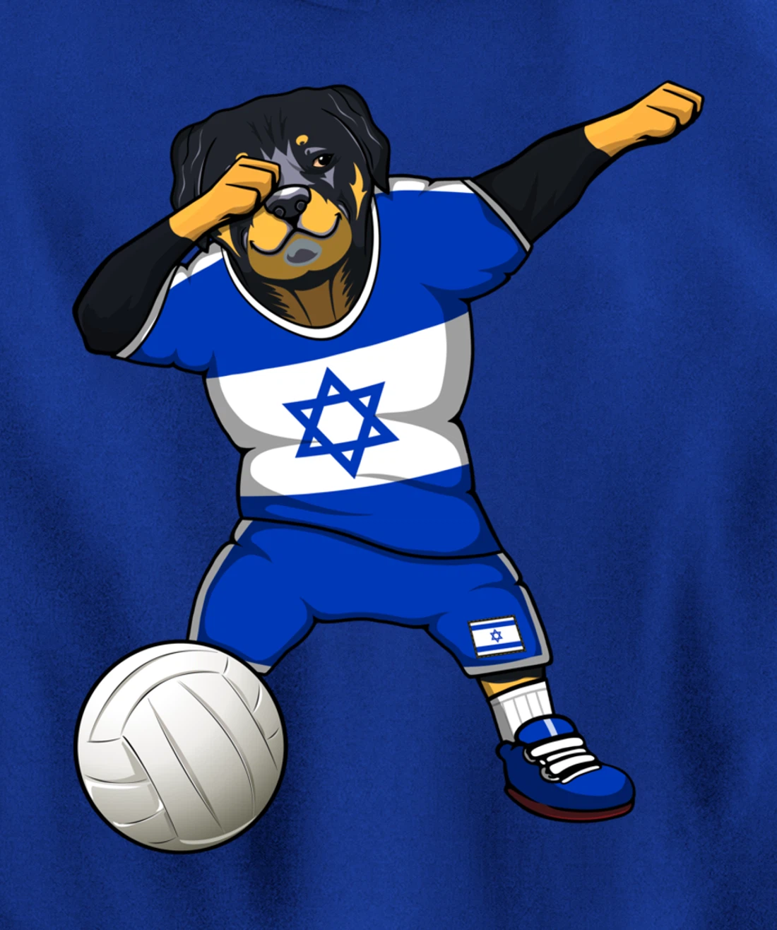 Dabbing Rottweiler Israel Jersey Israeli Volleyball Lovers Pullover Hoodie