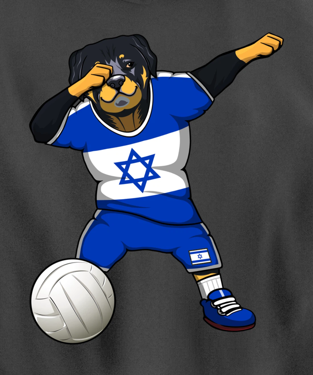Dabbing Rottweiler Israel Jersey Israeli Volleyball Lovers Pullover Hoodie